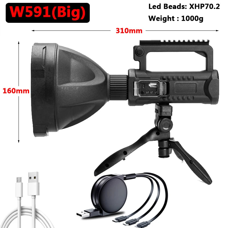 Lanterna W5119, USB, 4 moduri, Powerbank, Trepied