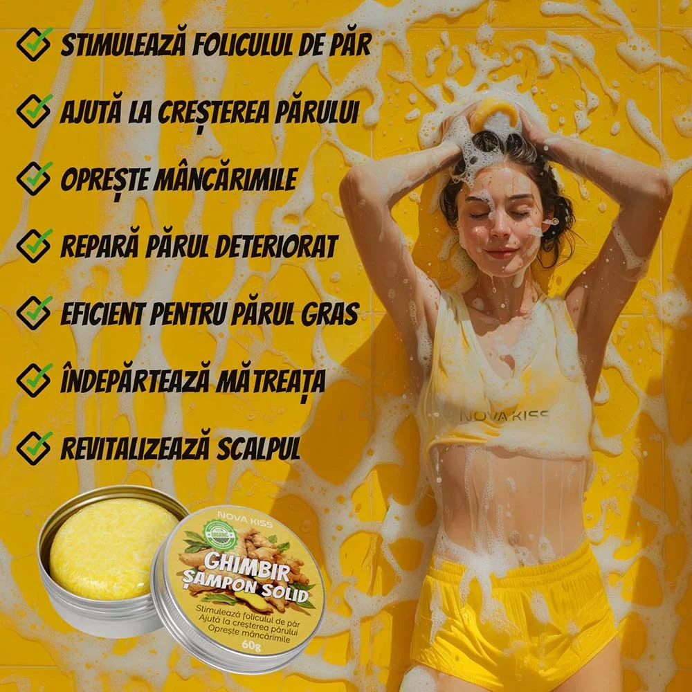 Sampon cu Ghimbir Organic Impotriva Caderii Parului, Efect Regenerator, 100% Natural